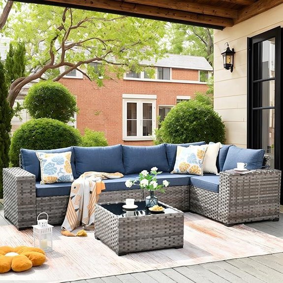 six piece wicker patio set