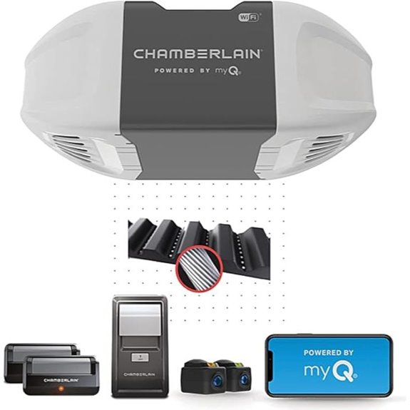 CHAMBERLAIN B2401 Smart Quiet Belt Drive Garage Door Opener Gray
