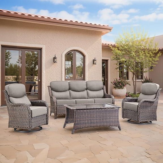 Swivel Patio Chairs Set with Cushions and Table