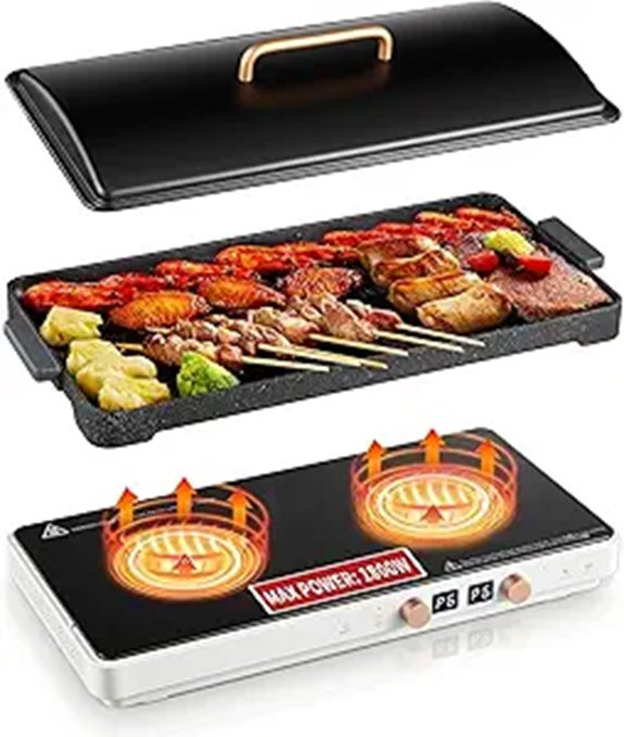 Induction Cooktop 2 Burners with Removable Griddle