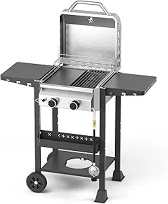 Propane 2-Burner Grill with Cast Iron Pan