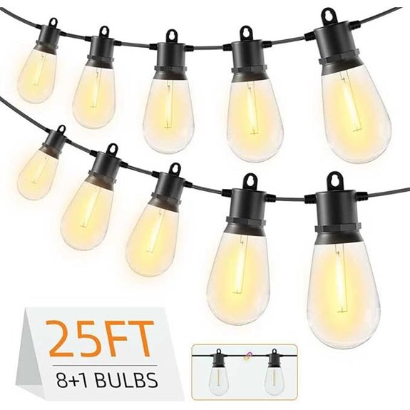 25FT Waterproof Outdoor String Lights with Shatterproof LEDs