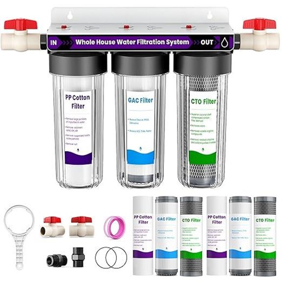 Whole House Water Filter System with 3-Stage Filtration