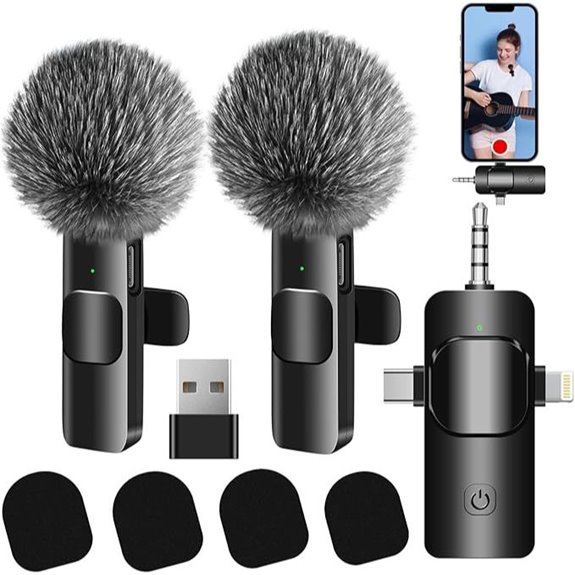 4-in-1 Wireless Lavalier Microphone for Devices
