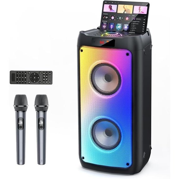 Karaoke Machine with Wireless Microphones and Lights